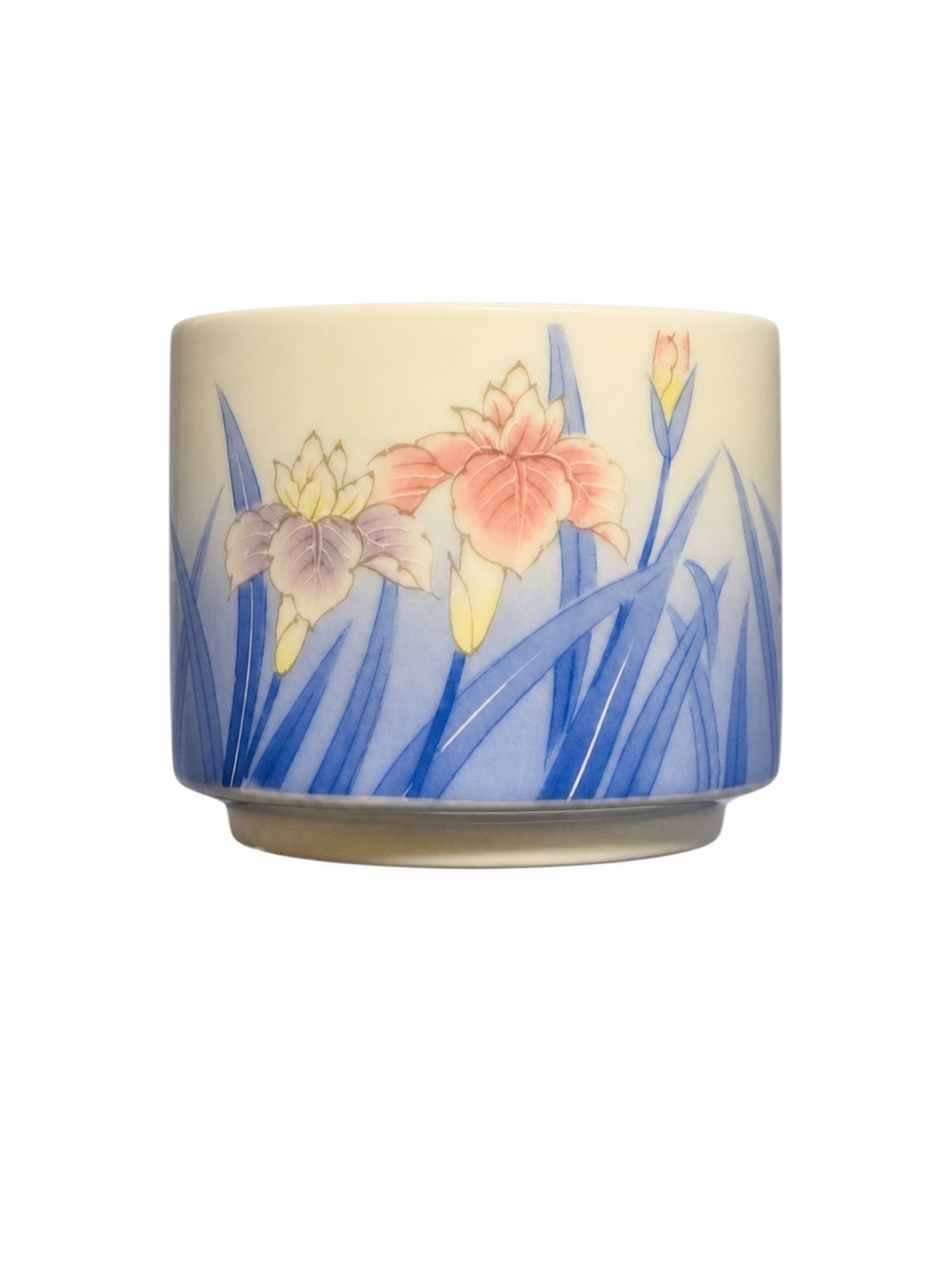 Vintage Fukugawa Seiji Japanese Porcelain Iris Tea Cup/Yunomi -Hand Painted